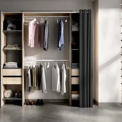 Guardaroba 2 Ante > Dmora Guardaroba con appendiabiti rovere e bianco 147x201h cm - Pyarr Bianco, Marrone Rovere