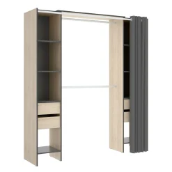 Guardaroba 2 Ante > Dmora Guardaroba con appendiabiti rovere e bianco 147x201h cm - Pyarr Bianco, Marrone Rovere