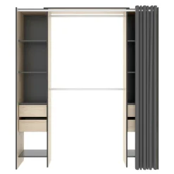 Guardaroba con appendiabiti rovere e antracite 180x205h cm - Era