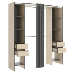 Guardaroba con appendiabiti rovere e antracite 180x205h cm - Era