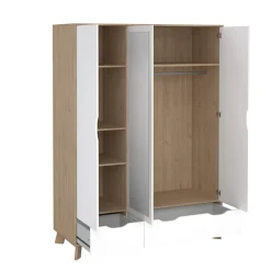 Guardaroba 2 Ante > Dmora Guardaroba con appendiabiti rovere e bianco 147x201h cm - Pyarr Bianco, Marrone Rovere
