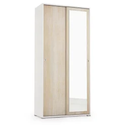 Cabine Armadio|Altri Guardaroba > Dmora Guardaroba con appendiabiti rovere e bianco opaco 167x191h cm - Serpentina Bianco Opaco, Marrone Rovere