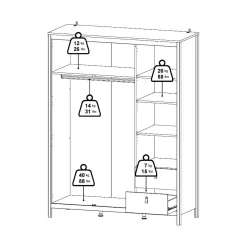Guardaroba con cassetti bianco 150x199h cm - Rufina