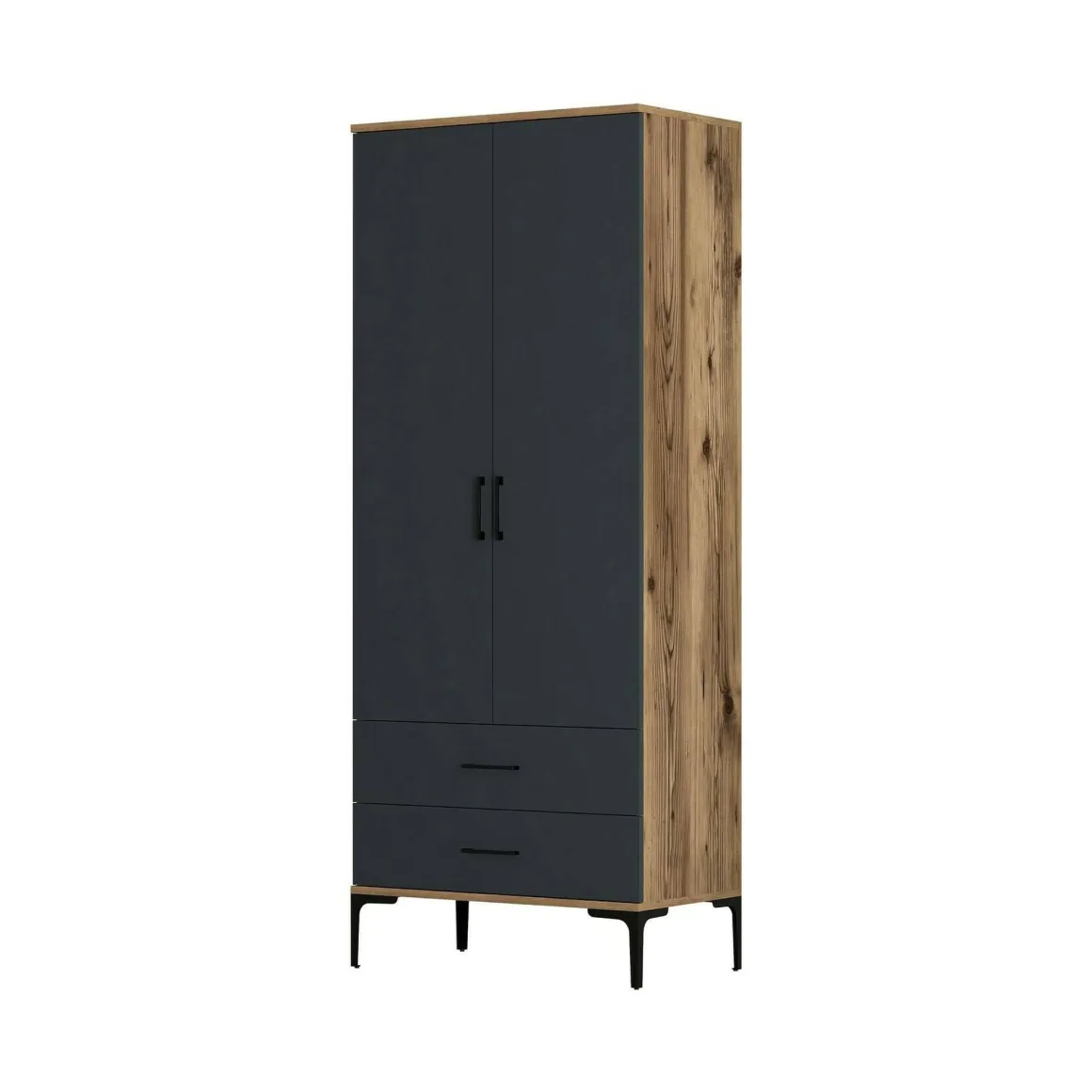 Guardaroba con cassetti noce e antracite 80x200h cm - Doriana