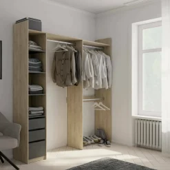 Altri Guardaroba > Dmora Guardaroba con cassetti rovere 199x218h cm - Battuda Marrone Rovere