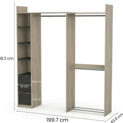 Altri Guardaroba > Dmora Guardaroba con cassetti rovere 199x218h cm - Battuda Marrone Rovere