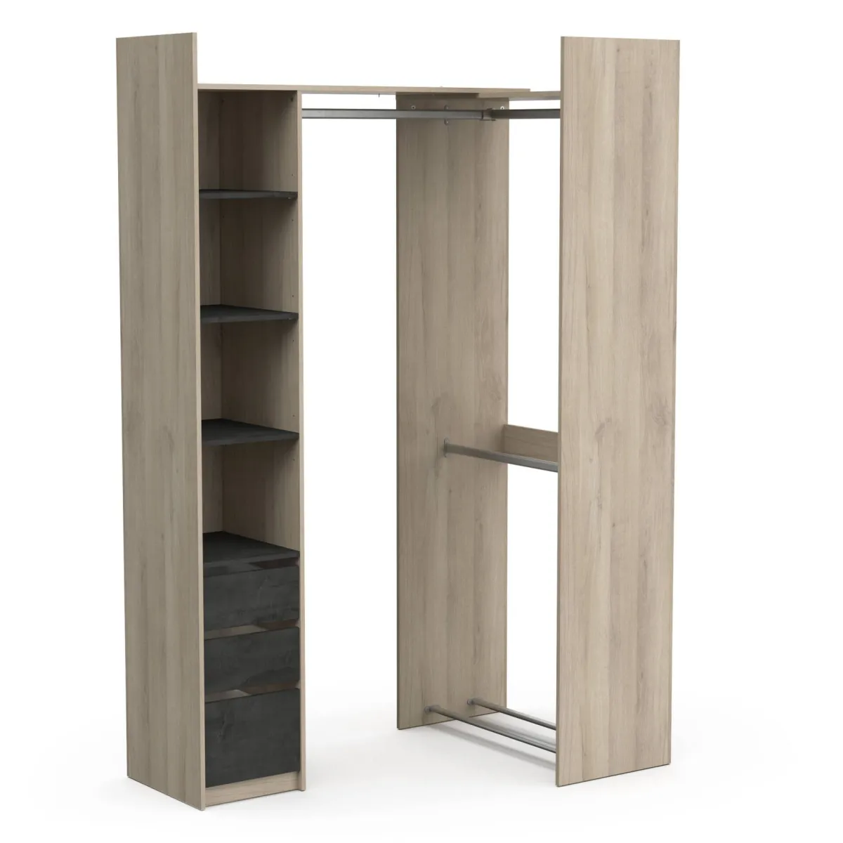 Altri Guardaroba > Dmora Guardaroba con cassetti rovere 199x218h cm - Battuda Marrone Rovere