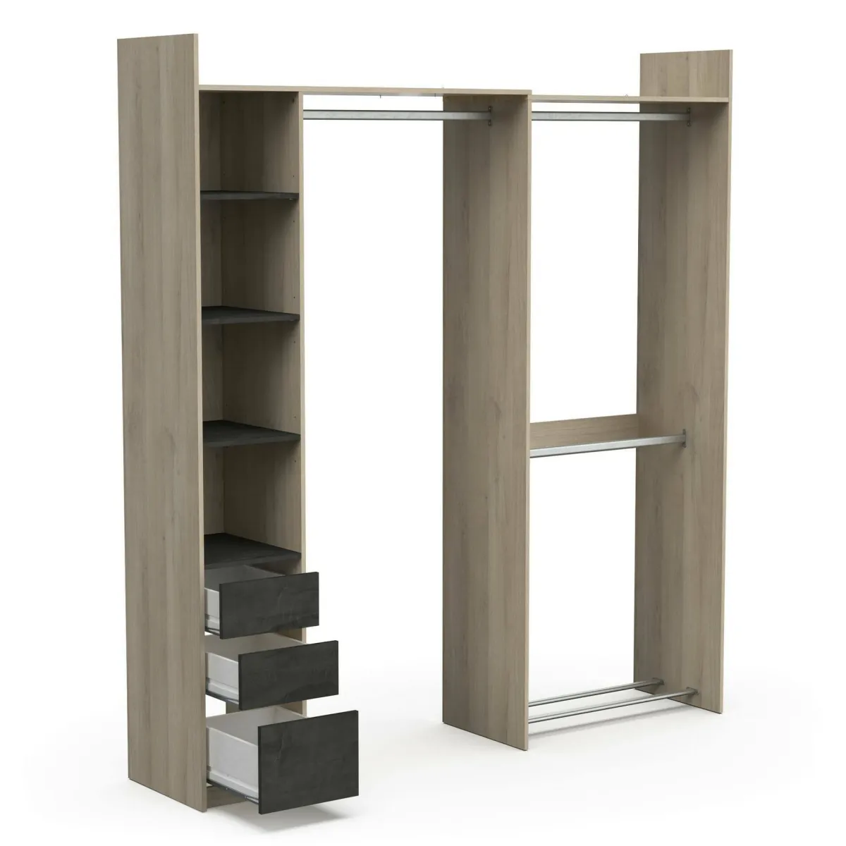 Altri Guardaroba > Dmora Guardaroba con cassetti rovere 199x218h cm - Battuda Marrone Rovere