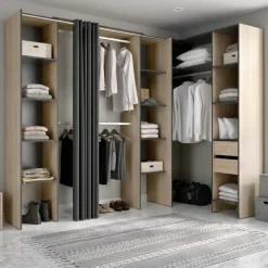 Guardaroba con ripiani regolabili antracite e rovere 234x205h cm - Dindo