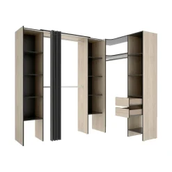 Guardaroba con ripiani regolabili antracite e rovere 234x205h cm - Dindo