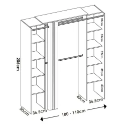 Guardaroba 2 Ante|Camera Da Letto > Dmora Guardaroba con ripiani regolabili bianco e rovere nodi 120x200h cm - Adrenalin Marrone, Bianco Rovere Nodi