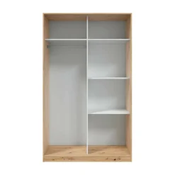 Guardaroba 2 Ante|Camera Da Letto > Dmora Guardaroba con ripiani regolabili bianco e rovere nodi 120x200h cm - Adrenalin Marrone, Bianco Rovere Nodi