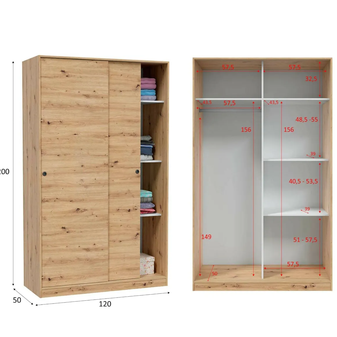 Guardaroba con ripiani regolabili legno 120x200h cm - Adrenalin
