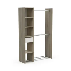 Guardaroba con ripiani regolabili rovere e bianco opaco 118x183h cm - Floriana