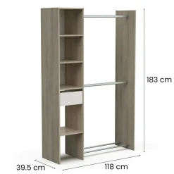 Guardaroba 2 Ante > Dmora Guardaroba con ripiani regolabili rovere e bianco opaco 79x165h cm - Ockhi Bianco Opaco, Marrone Rovere