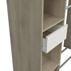 Guardaroba 2 Ante > Dmora Guardaroba con ripiani regolabili rovere e bianco opaco 79x165h cm - Ockhi Bianco Opaco, Marrone Rovere