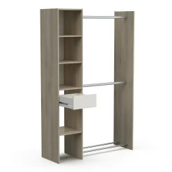 Guardaroba 2 Ante > Dmora Guardaroba con ripiani regolabili rovere e bianco opaco 79x165h cm - Ockhi Bianco Opaco, Marrone Rovere