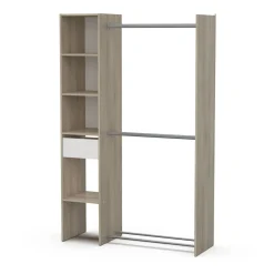 Guardaroba con ripiani regolabili rovere e bianco opaco 118x183h cm - Floriana