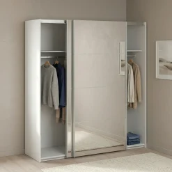 Guardaroba 2 Ante > Dmora Guardaroba con specchio bianco e grigio 182x201h cm - Armento Grigio, Bianco
