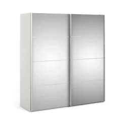 Guardaroba 2 Ante > Dmora Guardaroba con specchio bianco e grigio 182x201h cm - Armento Grigio, Bianco