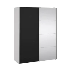 Guardaroba 2 Ante > Dmora Guardaroba con specchio bianco e nero 182x220h cm - Taxus Nero, Bianco