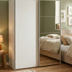 Guardaroba con specchio bianco lucido 150x200h cm - Seraphine