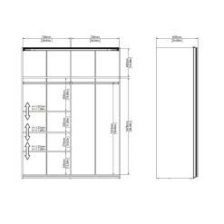Guardaroba con specchio bianco lucido 150x200h cm - Seraphine