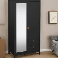 Guardaroba 2 Ante > Dmora Guardaroba con specchio 102x199h cm - Lagertha Nero