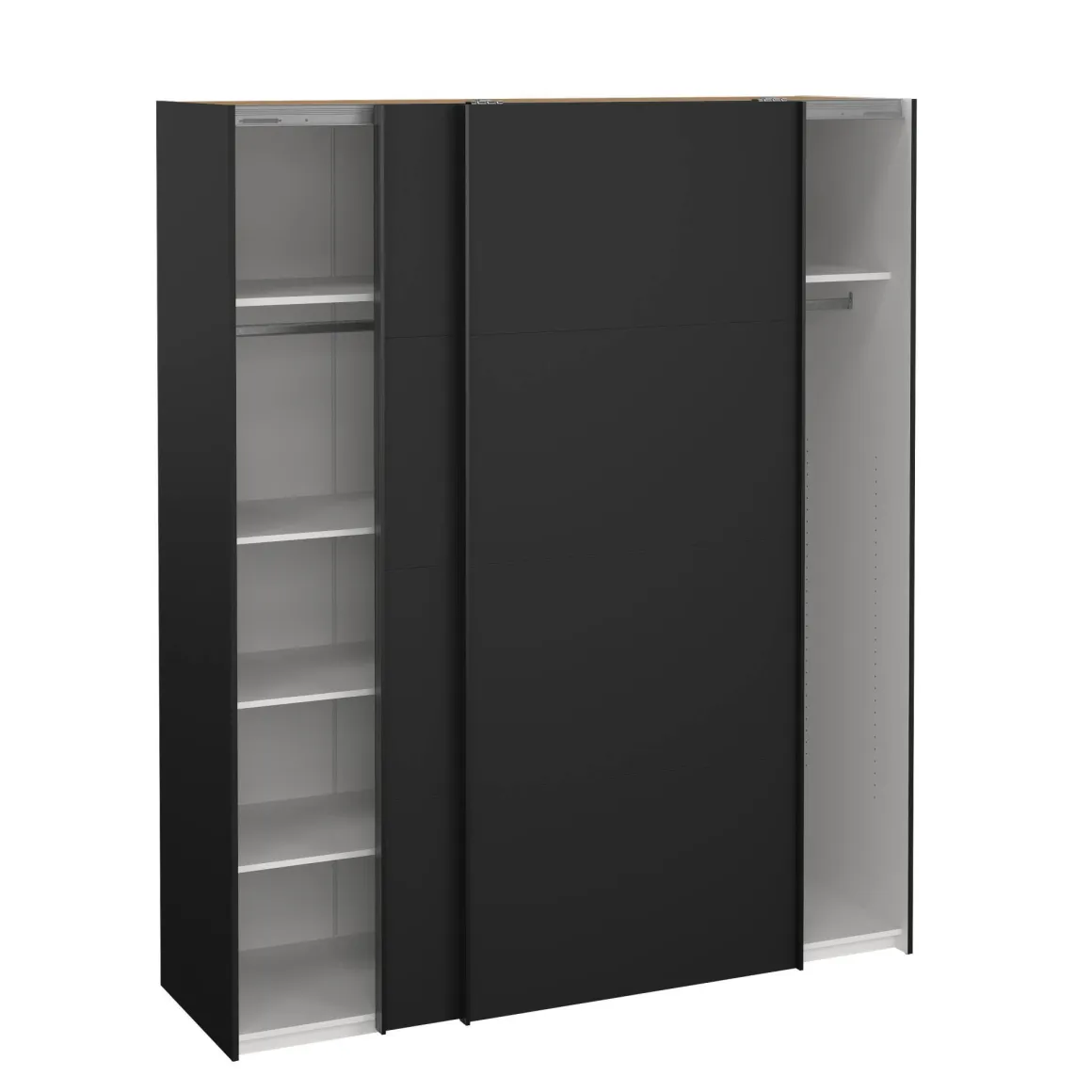 Guardaroba 2 Ante > Dmora Guardaroba con specchio nero e bianco lucido 242x220h cm - Catalina Bianco, Nero Lucido