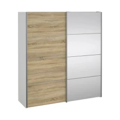 Guardaroba con specchio quercia e bianco 182x201h cm - Cerreto