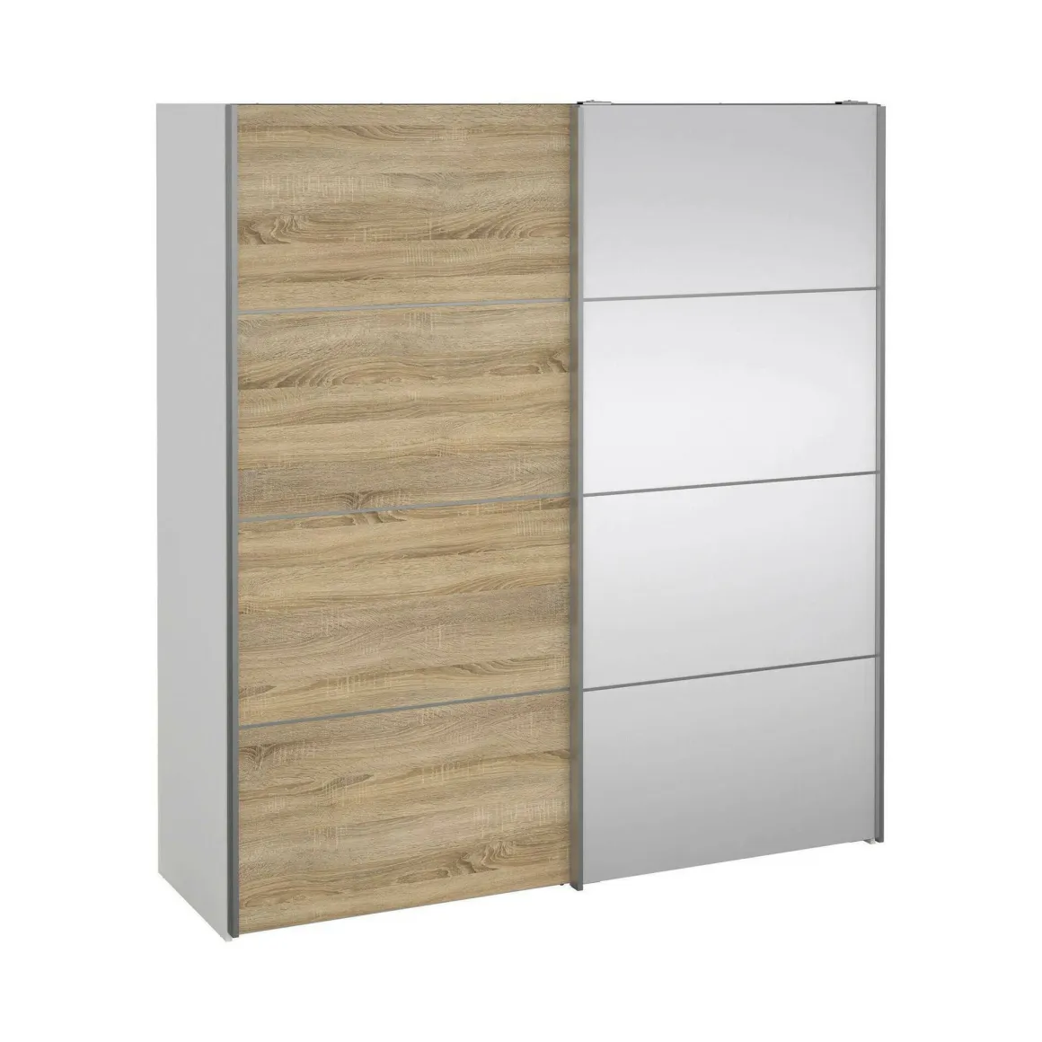 Guardaroba con specchio quercia e bianco 182x201h cm - Cerreto