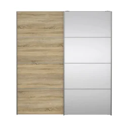 Guardaroba con specchio quercia e bianco 182x201h cm - Cerreto