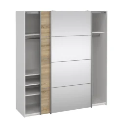 Guardaroba con specchio quercia e bianco 182x201h cm - Cerreto