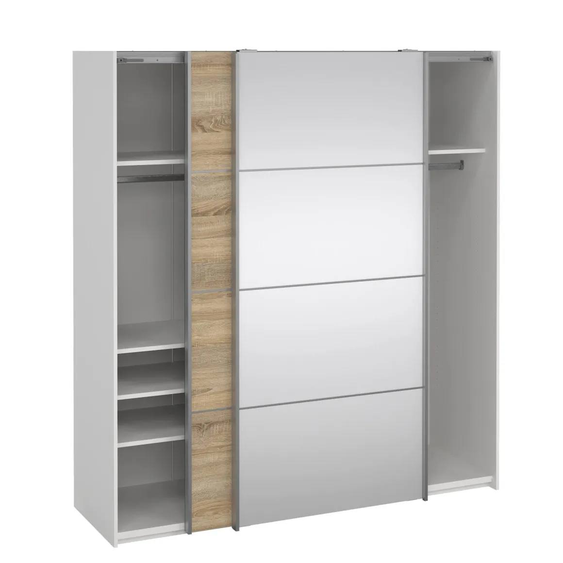 Guardaroba con specchio quercia e bianco 182x201h cm - Cerreto