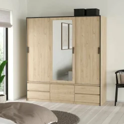 Guardaroba con specchio rovere 181x200h cm - Ljalkova