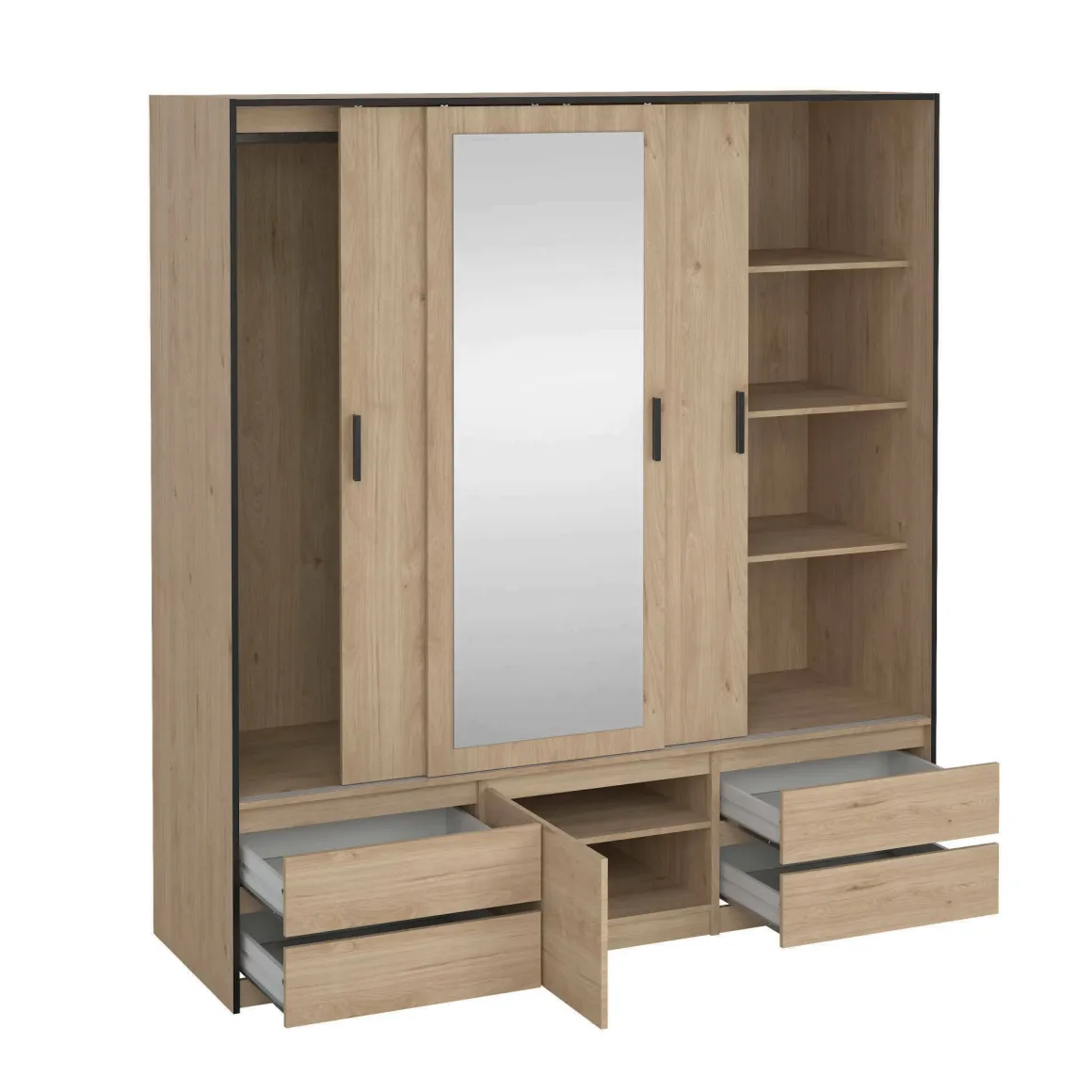 Guardaroba con specchio rovere 181x200h cm - Ljalkova