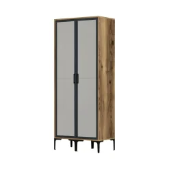Guardaroba 2 Ante|Camera Da Letto > Dmora Guardaroba design noce e antracite 80x200h cm - Bagnone Nero Antracite, Marrone Noce
