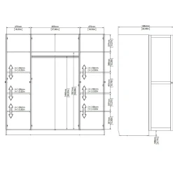 Altri Guardaroba > Dmora Guardaroba grande 4 ante rovere 195x200h cm - Presidenti Marrone Rovere