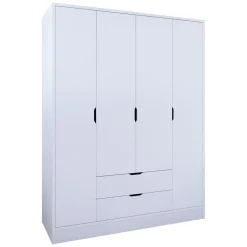 Altri Guardaroba > Dmora Guardaroba Grande Appendiabiti 9 Ripiani 140x182h cm, 2 Cassetti - Paterno Bianco