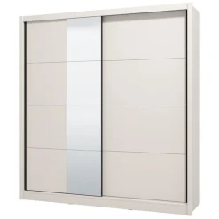 Altri Guardaroba > Dmora Guardaroba Grande Bianco Beige Nero Appendiabiti 8 Ripiani 251x215.5h cm, 12 Vani - Pedavena Nero, Bianco Beige