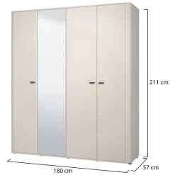 Altri Guardaroba > Dmora Guardaroba Grande 2 Ripiani Appendiabiti 245x217.5h cm, 2 Ante - Salemi Bianco Crema