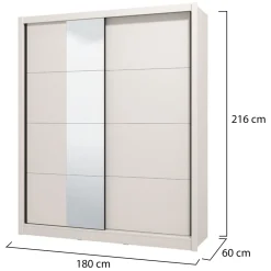 Altri Guardaroba > Dmora Guardaroba Grande 6 Ripiani Appendiabiti 224.5x210.5h cm, 9 Vani - Orsogna Bianco Crema