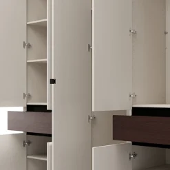 Guardaroba Grande Bianco Crema Marrone Noce 2 Cassetti 7 Ripiani 228x211h cm, Appendiabiti - Ubud