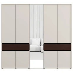 Guardaroba Grande Bianco Crema Marrone Noce 2 Cassetti 7 Ripiani 228x211h cm, Appendiabiti - Ubud