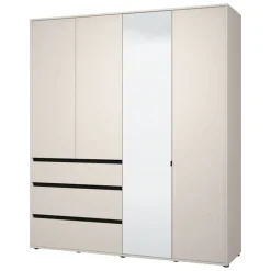 Altri Guardaroba > Dmora Guardaroba Grande Bianco Crema Nero 4 Ripiani un Cassetto 182.5x210.5h cm, Appendiabiti - Rifreddo Nero, Bianco Crema