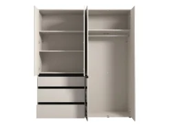 Guardaroba Grande Bianco Crema Nero 4 Ripiani 3 Cassetti 183x211h cm, Appendiabiti - Rifreddoo