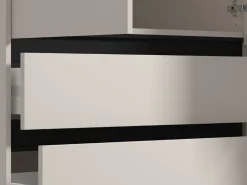 Guardaroba Grande Bianco Crema Nero 4 Ripiani 3 Cassetti 183x211h cm, Appendiabiti - Rifreddoo