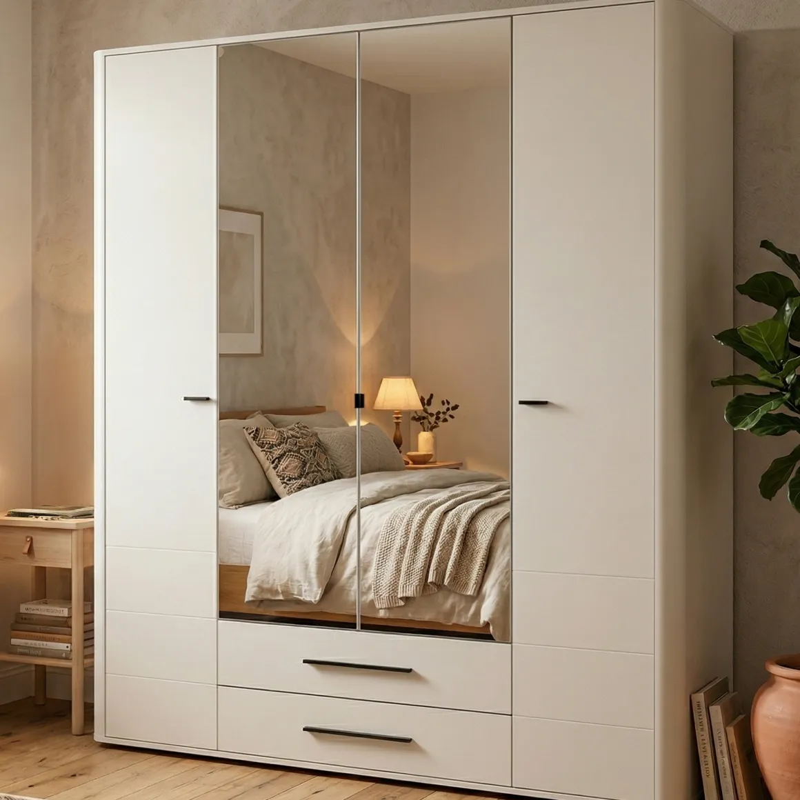 Altri Guardaroba > Dmora Guardaroba Grande Bianco Crema Nero Appendiabiti 2 Ripiani 145.5x217.5h cm, Apertura Scorrevole - Pasturo Nero, Bianco Crema
