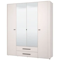 Altri Guardaroba > Dmora Guardaroba Grande Bianco Crema Nero Appendiabiti 2 Ripiani 145.5x217.5h cm, Apertura Scorrevole - Pasturo Nero, Bianco Crema