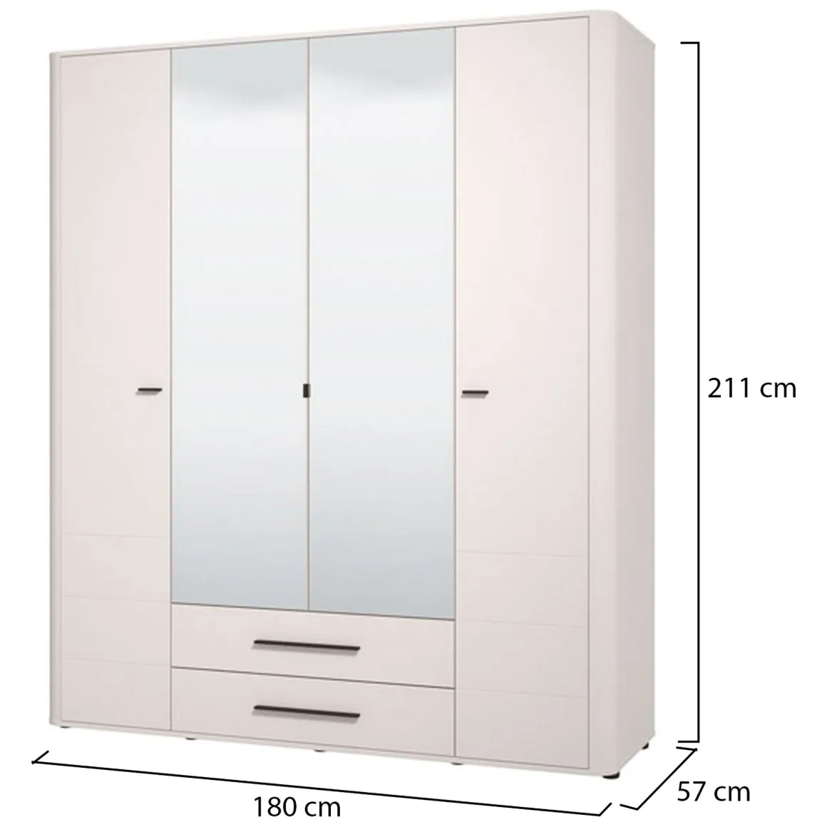 Altri Guardaroba > Dmora Guardaroba Grande Bianco Crema Nero Appendiabiti 2 Ripiani 145.5x217.5h cm, Apertura Scorrevole - Pasturo Nero, Bianco Crema